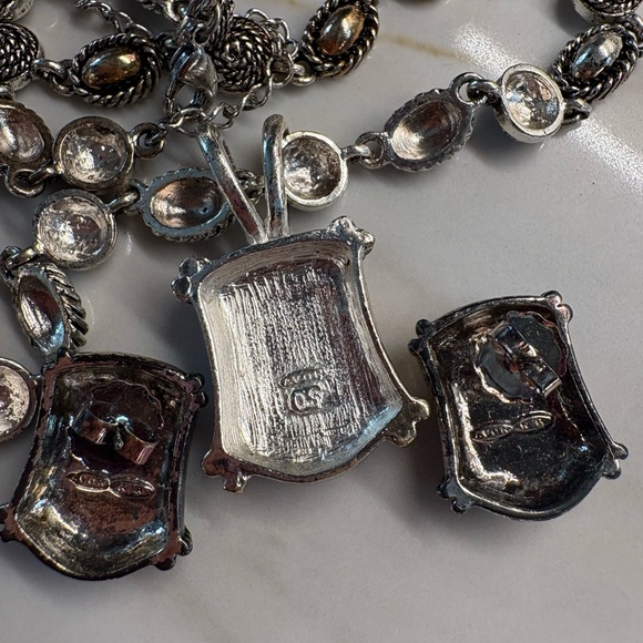 VTG Avon Textured Chain Necklace Set Black Pendant Removable Silver 2003 NIB 129 - Picture 14 of 15